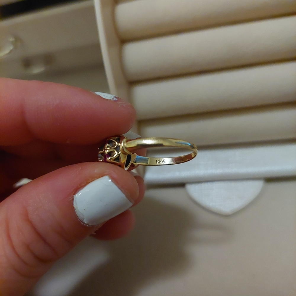 14k Victorian ruby seed pearl ring - Picture 8 of 11